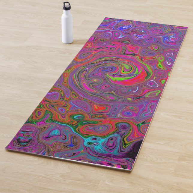 Tapis De Yoga Super psychédélique Magenta Retro Liquide Swirl (En situation)