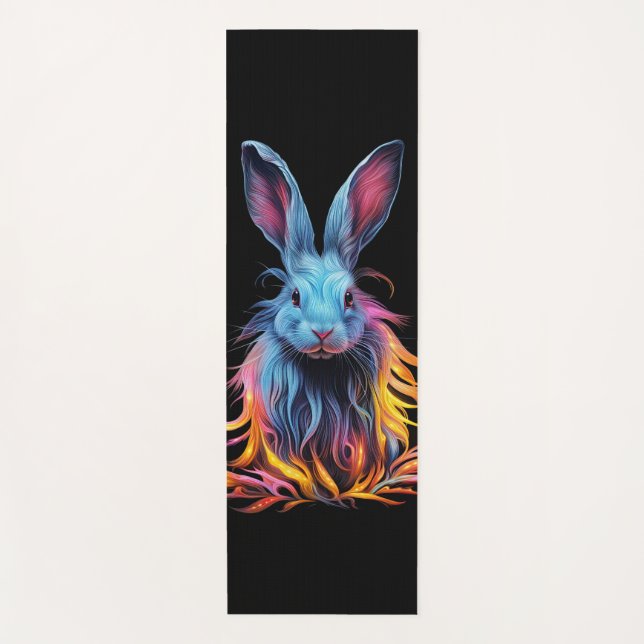 Tapis De Yoga Superbe Lapin Bleu en feu (Devant)