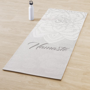 Tapis De Yoga Symbole de l'OM YOGA Instructeur blanc & argent Ma