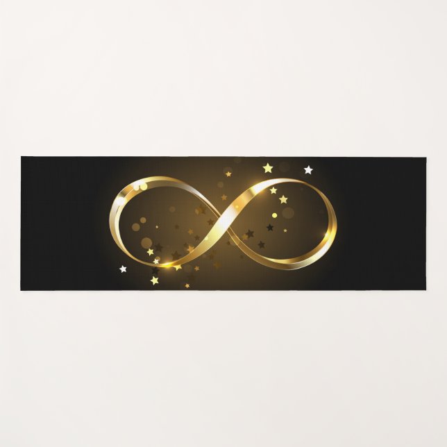 Tapis De Yoga Symbole d'infini doré (Devant (Horizontal))