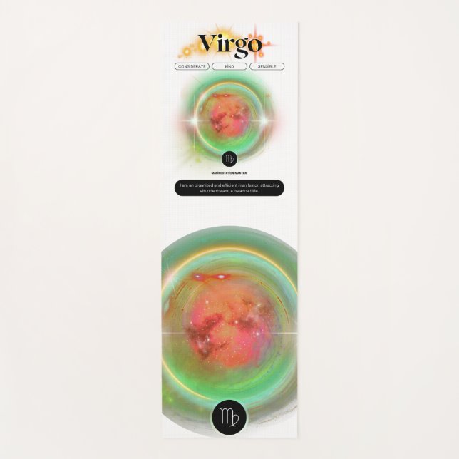 Tapis De Yoga Symbole moderne Zodiac Virgo Quote Élément Terre (Devant)
