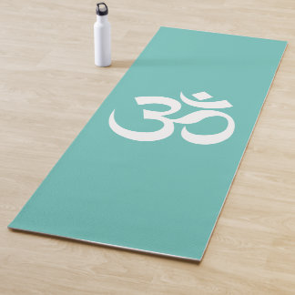 Tapis De Yoga Symbole Om Ohm Yoga Spirituel Vert Bleu Clair