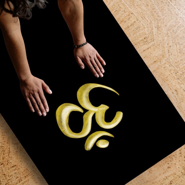 Tapis De Yoga SYMBOLE OM Or Élégant | Sanskrit Spirituel Noir (Créateur téléchargé)