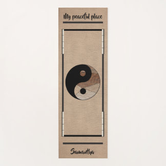 Tapis De Yoga Symbole Yin-Yang en bambou unique Kaki
