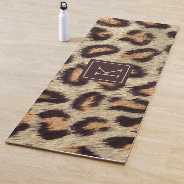 Tapis De Yoga Taches Brown léopard motif fausse texture de fourr (En situation)