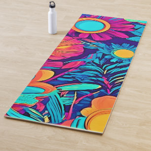 Tapis De Yoga Tapisserie florale psychédélique