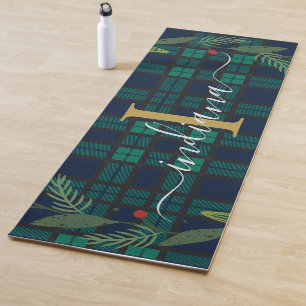 Tapis De Yoga Tartan en forme de serrure de monogramme rustique