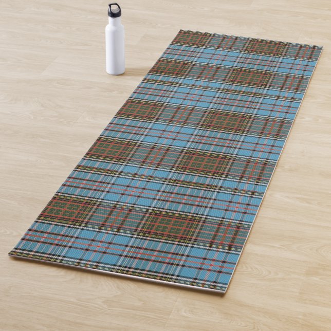 Tapis De Yoga Tartan Turquoise de Clan Anderson (En situation)