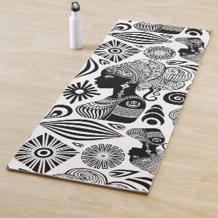Tapis De Yoga Tatouage Tribal Portrait de Fille Africaine