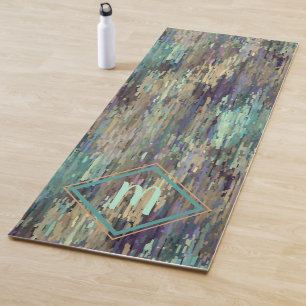 Tapis De Yoga Taupe violet personnalisé Taupe Turquoise Stripes