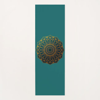 Tapis De Yoga Teal and Gold Mandala