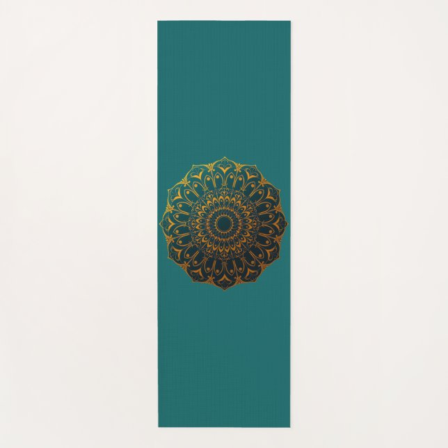 Tapis De Yoga Teal and Gold Mandala (Devant)