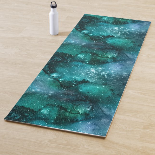 Tapis De Yoga Teal Galaxy Series Design 6  (En situation)