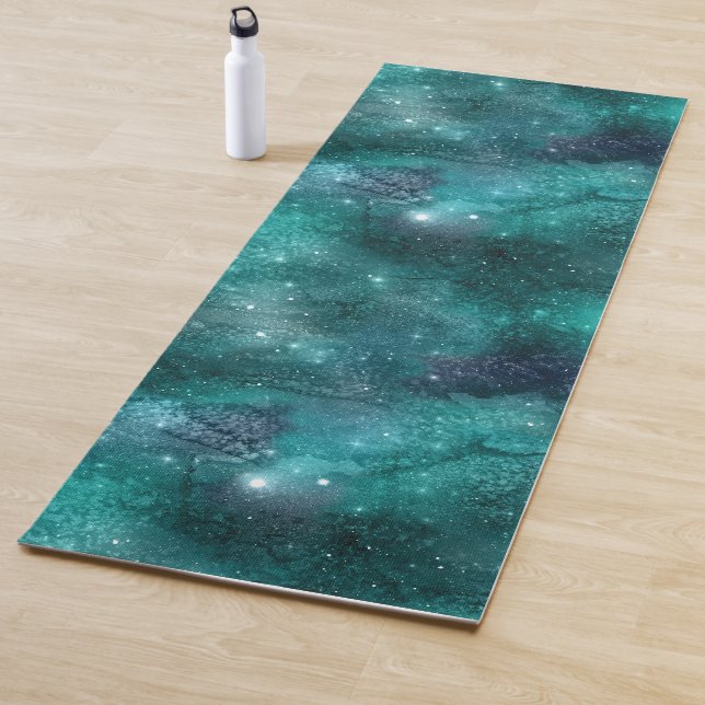 Tapis De Yoga Teal Galaxy Series Design 8 (En situation)