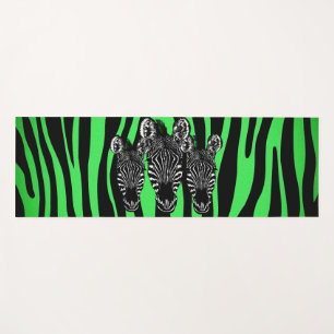 Tapis De Yoga Tendance Lime Zebra Herd Second Side Zebra Imprime