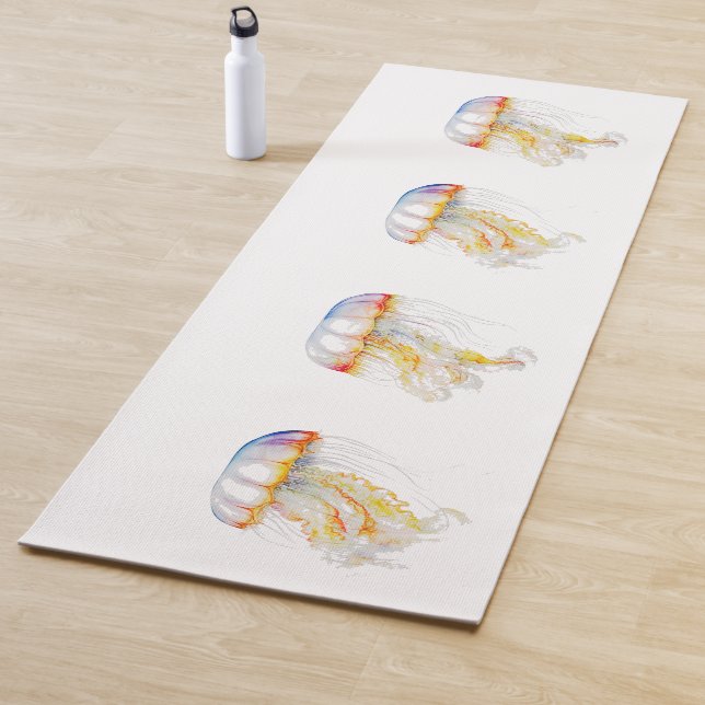 Tapis De Yoga Tentacles de coucher de soleil : Aquarelle côtière (En situation)