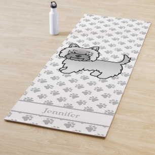 Tapis de yoga Terrier Cairn gris avec nom personna