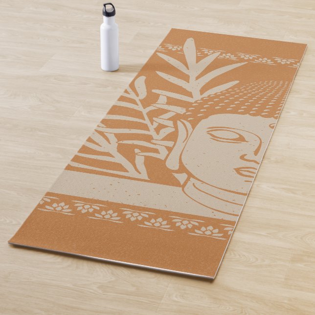 Tapis De Yoga Tête de Bouddha avec Palme - Rust + Dove Yoga Mat (En situation)