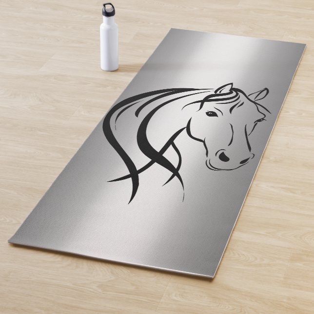Tapis De Yoga Tête de cheval sur argent (En situation)