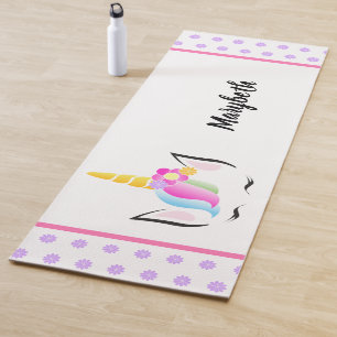 Tapis De Yoga Tête de couronne unicorne colorée jolie personnali