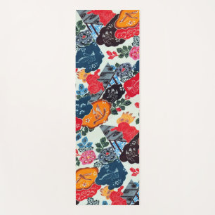 Tapis De Yoga Textile japonais vintage de kimono (Bingata)