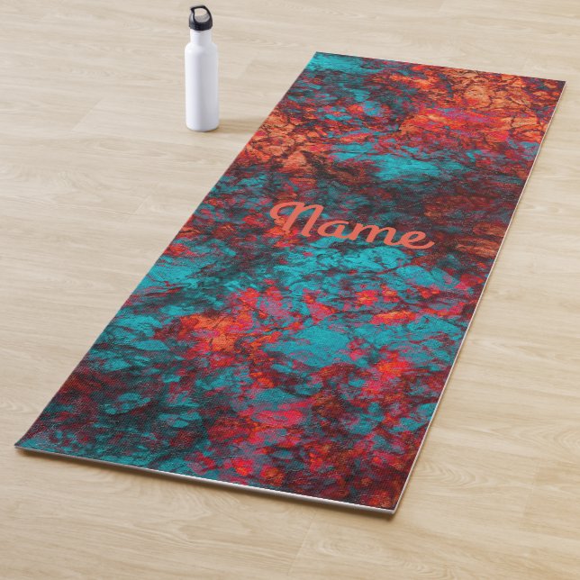 Tapis De Yoga texture bleu foncé texturé en marbre de daim (En situation)