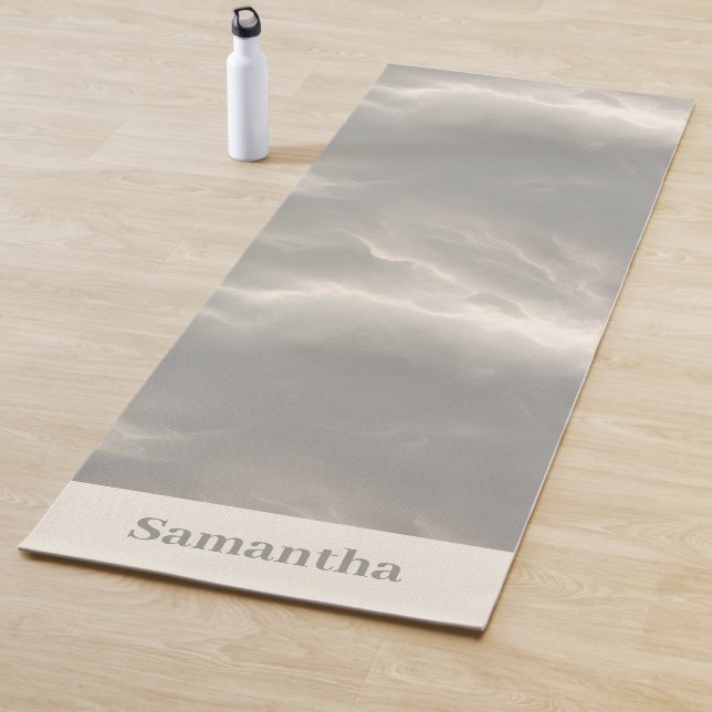 Tapis De Yoga Texture de Marbre Nuageux Sérénité Luxe (En situation)