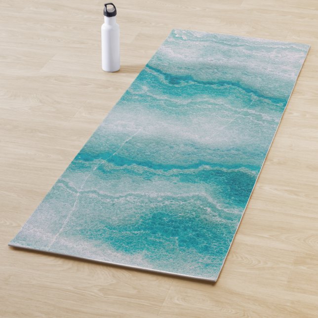 Tapis De Yoga Texture de marbre vert de mer (En situation)