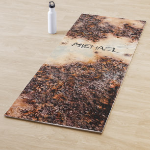 Tapis De Yoga Texture de métal rouillé brun cool Nom personnalis