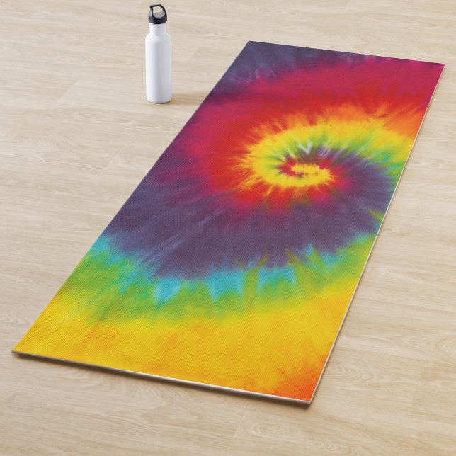 Tapis De Yoga Tiedye tourbillon arc-en-ciel couleur cool funky (En situation)