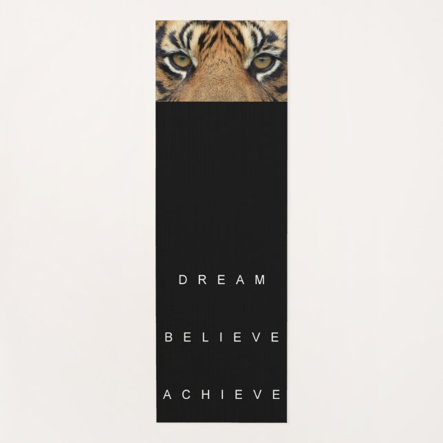 Tapis De Yoga Tiger Eyes Black Modèle Motivational Citation (Devant)