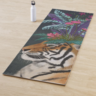 Tapis De Yoga Tigre avec tête tropicale