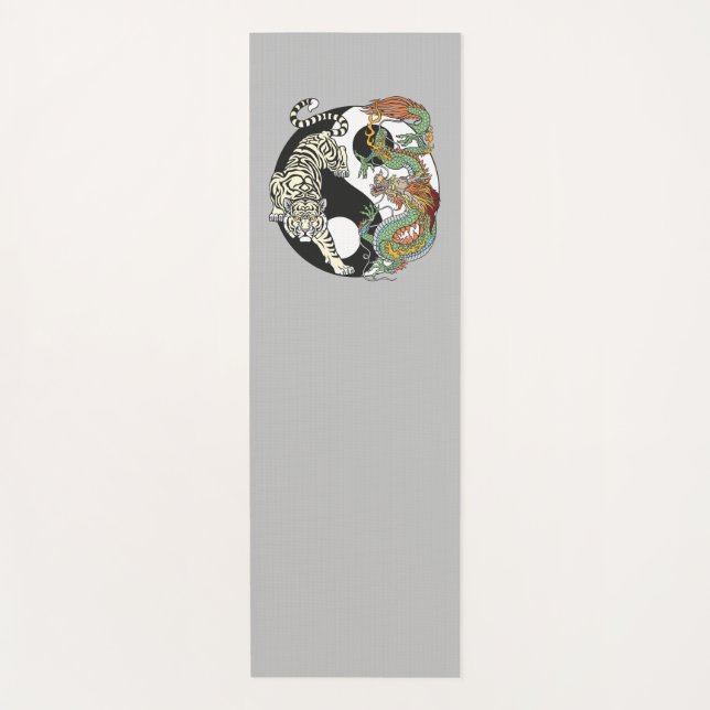 Tapis De Yoga Tigre blanc contre dragon vert dans le Yin yang yo (Devant)