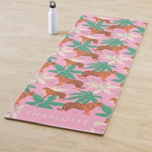 Tapis De Yoga Tigre orange rose chic personnalisé