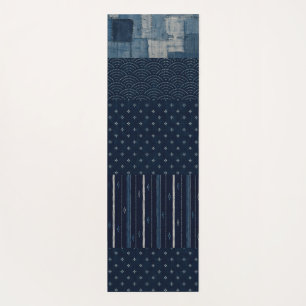 Tapis De Yoga Tissu de champ d'indigo japonais Boro & conception