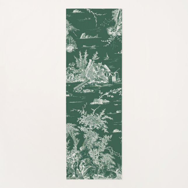 Tapis De Yoga Toile de Jouy verte (Devant)