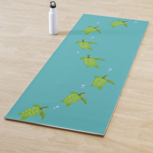 Tapis De Yoga Tortues de mer vertes sur Yoga Mat Turquoise Turqu