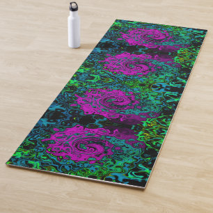 Tapis De Yoga Tourbillon d'art liquide groovy abstrait magenta g