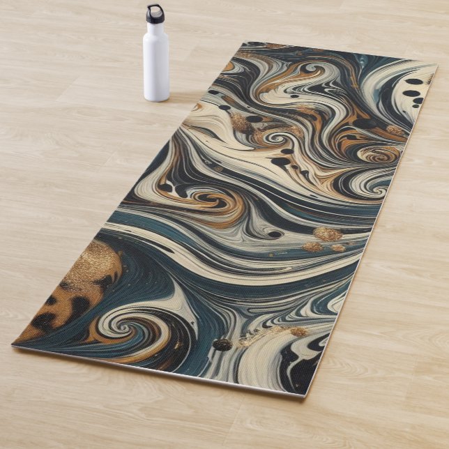 Tapis De Yoga Tourbillon Imprimé Léopard Abstrait (En situation)