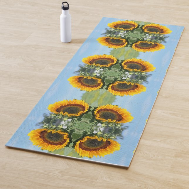 Tapis De Yoga Tournesol Au Soleil Fleur Abstraite Art (En situation)