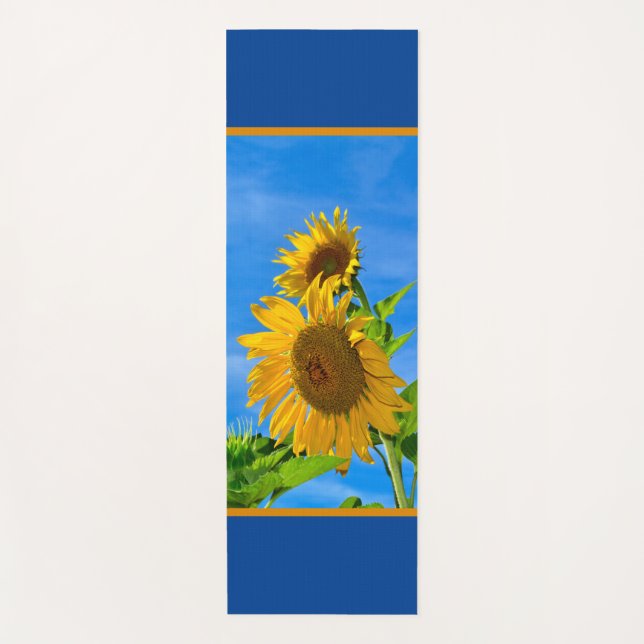 Tapis De Yoga Tournesol en bleu et marron (Devant)