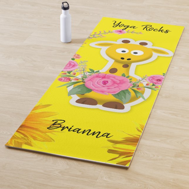 Tapis De Yoga Tournesol Floral Giraffe Yoga Mat (En situation)