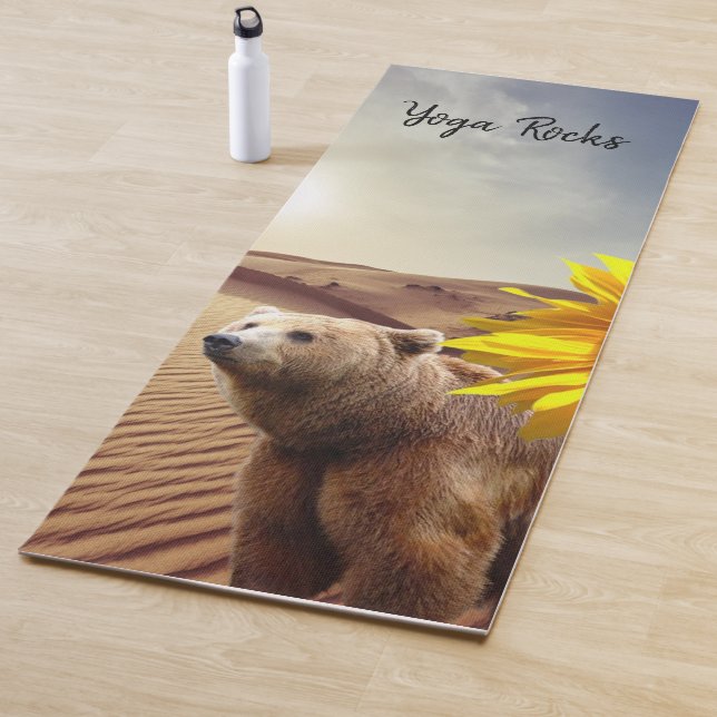 Tapis De Yoga Tournesol Ours Floral Yoga Mat (En situation)