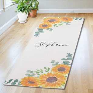 Tapis De Yoga Tournesol personnalisé Eucalyptus Vert