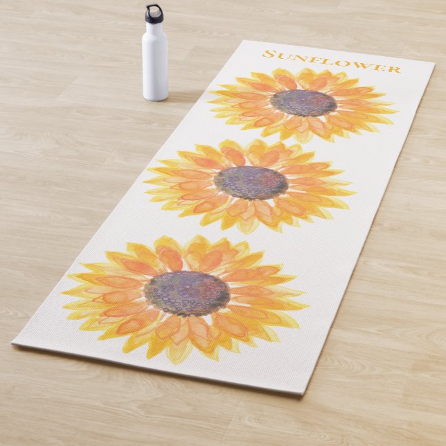 Tapis De Yoga Tournesols à l'aquarelle (En situation)