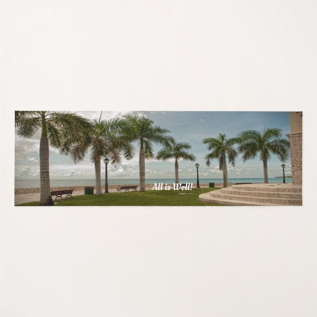 Tapis De Yoga Tout Est Bien Océan Tropical Palms Nature Inspiré (Devant (Horizontal))