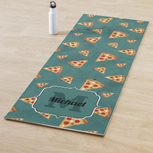 Tapis De Yoga Tranches de pizza cool motif sarcelle vintage Mono