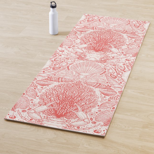 Tapis De Yoga Trésors de plage en rouge corail (En situation)