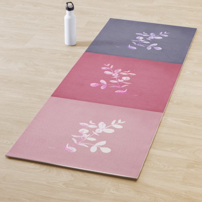 Tapis De Yoga Tri couleur pulvérisateur rose mauve (En situation)