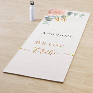 Tapis De Yoga Tribu de la mariée rose gold fleur eucalyptus verd
